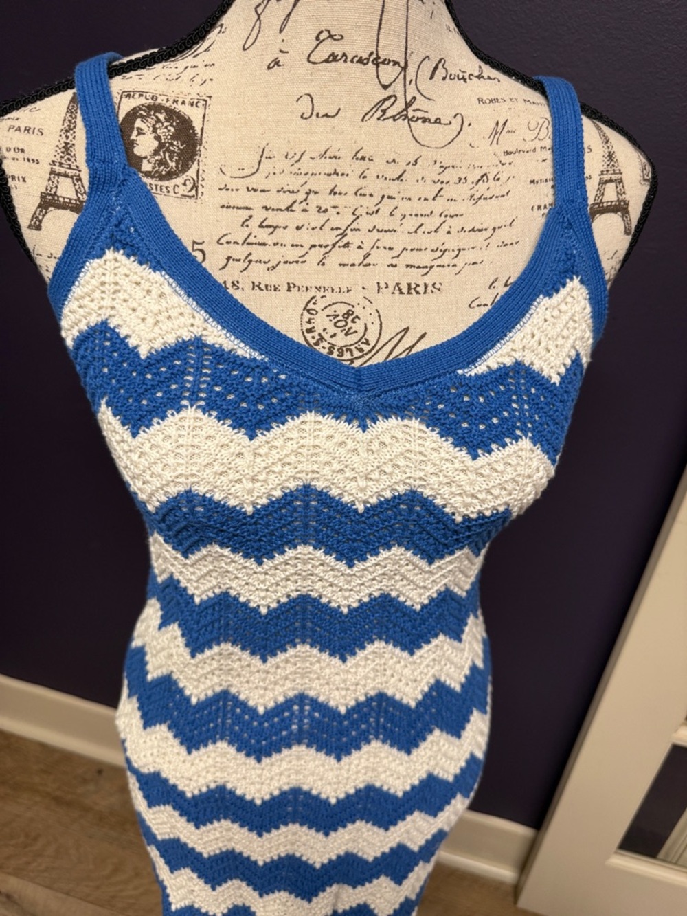 Z Supply Lined Chevron Pattern Knit Tank Dress Adjustable Straps
